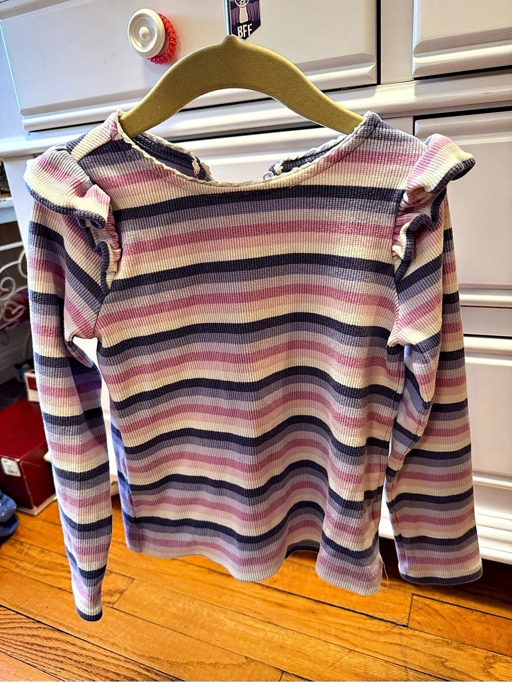 Janie and Jack Striped Ruffle Sleeve Long Sleeve Top